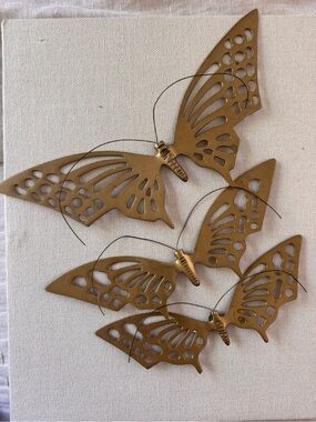 HOME Vintage looking Brass butterfly SET wall art